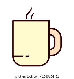 hot coffee mug icon over white background, line and fill style, vector illustration