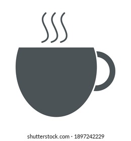hot coffee mug icon over white background, silhouette style, vector illustration