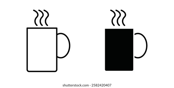 Hot coffee Mug icons pack vectors in black flat and strokes