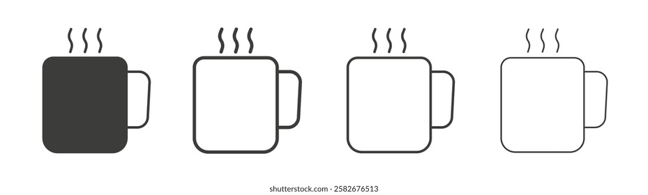 Hot coffee Mug icons set vectors graphic designs