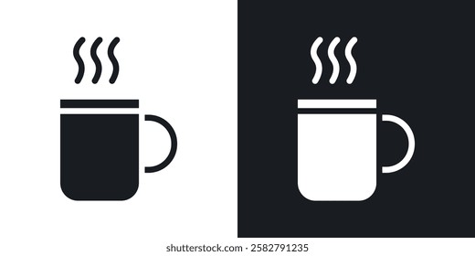 Hot coffee Mug icons set vectors black and colored style