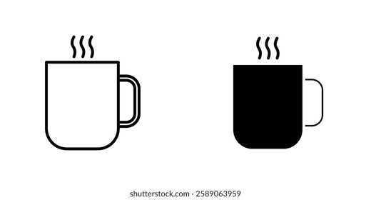 Hot coffee Mug icons thin line illustrations designs