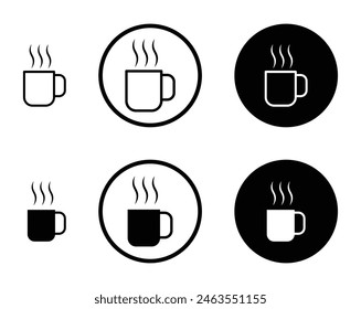 Conjunto de iconos de línea de taza de café caliente. icono de línea de té caliente. café espresso signo de bebida de la mañana adecuado para App y Sitios web UI diseños.