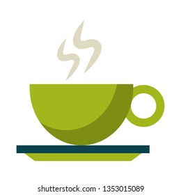 Hot coffee mug on dish