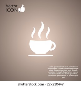 Hot coffee mug or tea cup. Flat style. Made in vector