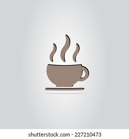 Hot coffee mug or tea cup. Flat style. Made in vector