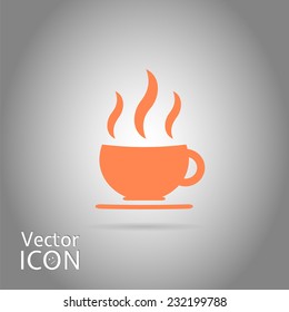 Hot coffee mug or tea cup. Flat style. Made in vector