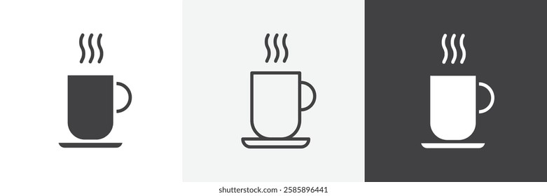 Hot coffee Mug vector icons collection graphic designs for ui designs