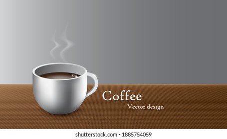 hot coffee on a brown background for advertising design,vector concept design