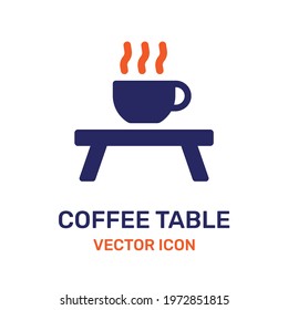 Сup of hot coffee on the table icon