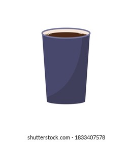 Hot coffee paper cup. Container made of environmentally friendly material. Isolated element on white background for design of poster, banner, web page. Vector