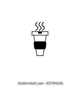 Hot coffee paper cup icon black thin line - vector illustration