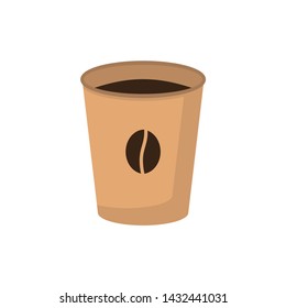 hot coffee in paper cup isometric, vector illustration