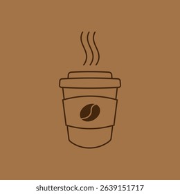 Hot coffee paper cup outline vector illustration. Take away or Ready to go beverages option in coffee shop. 