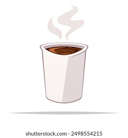 Hot coffee in paper cup vector isolated illustration