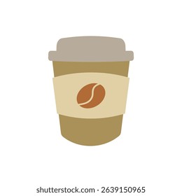 Hot coffee paper cup vector illustration. Take away or Ready to go beverages option in coffee shop. 
