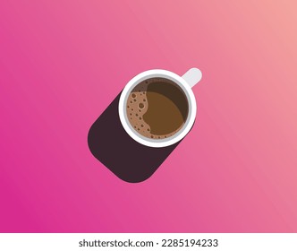 Café caliente con fondo de gradiente rosa