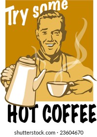 Hot Coffee retro graphic