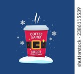 A hot coffee for santa. Isolated Vector Illustration