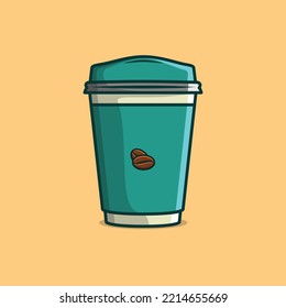 Hot Coffee with seeds Vector Illustration. Happy Breakfast. Coffee Shop. Coffee Mascot Logo. Flat Cartoon Style Suitable for Web Landing Page, Banner, Flyer, Sticker, Wallpaper, Cards, Background