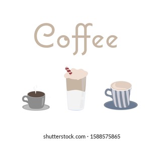 Hot coffee set vector illustration