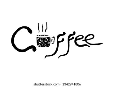 hot of coffee in silhouette with dots  - vector