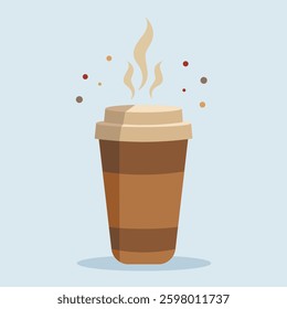 Hot coffee simple vector illustration with blue background for menu, poster, children book, design, flyer