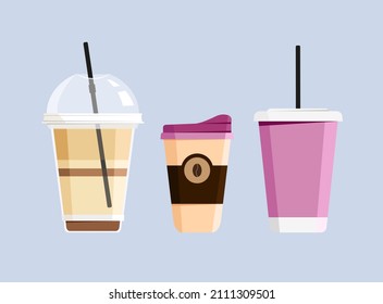 Cute Ice Coffee With Hot Coffee Cartoon - Cute Ice Coffee With Hot