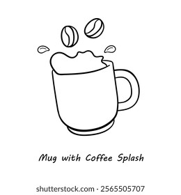 Hot coffee splash mug – Creative coffee icon.