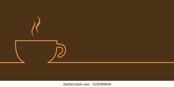 Hot coffee or tea. Cartoon coffee cup or teacup line pattern. Coffee a clock or tea time. Beverage logo. Work, life balance concept for full energy.  Relaxing and chill idea. Coffee percolator.