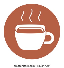 Hot coffee or tea cup round icon