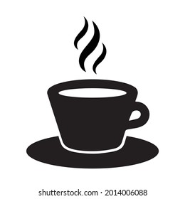 Hot coffee tea cup saucer icon symbol. Perfect for printing on T-shirts, poster, wall, banners. Scalable and editable vector illustration EPS 10.