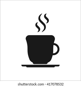 Hot coffee tea cup sign simple icon on background