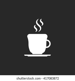 Hot coffee tea cup sign simple icon on background