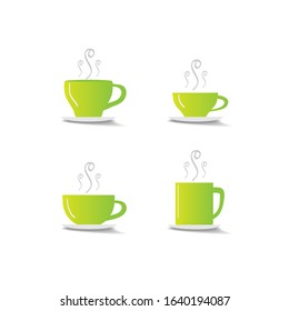Hot Coffee and Tea cups icon set