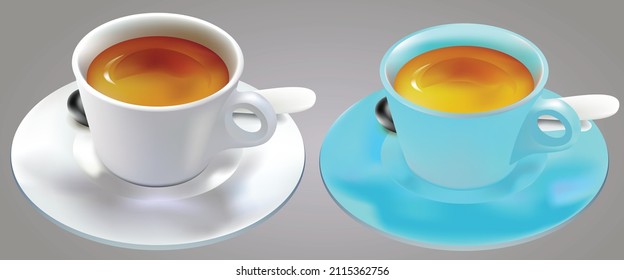 Hot Coffee or Hot Tea in White and Blue Cup with Background 
