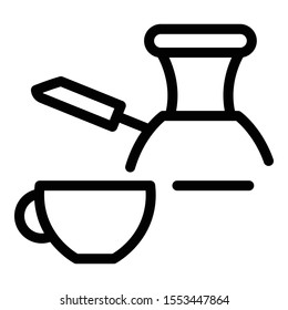 Hot coffee turkish cup icon. Outline hot coffee turkish cup vector icon for web design isolated on white background