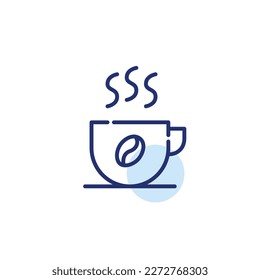 Hot coffee un a mug. Restaurant drink menu. Pixel perfect, editable stroke line icon