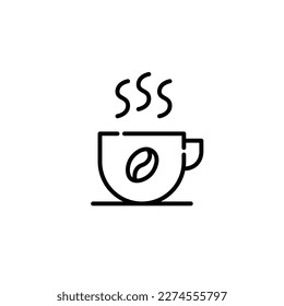 Hot coffee un a mug. Restaurant drink menu. Pixel perfect, editable stroke icon