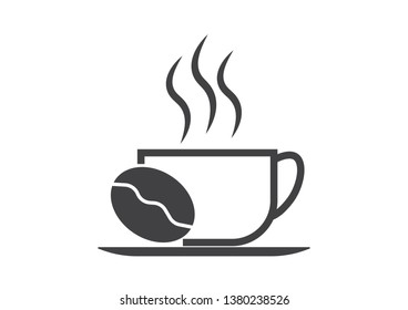 Hot Coffee. Vector Illustration icon. Flat Style. Design for Cafeteria Posters and Banners Cards