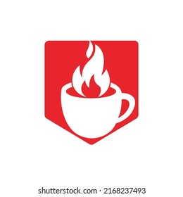 Hot coffee vector logo design template.	
