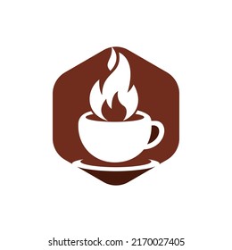 Hot coffee vector logo design template.	