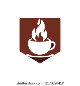 Hot coffee vector logo design template.	
