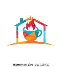 Hot coffee vector logo design template.	