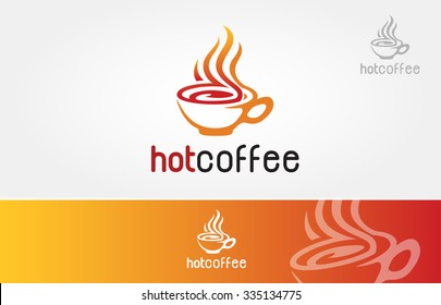 Hot Coffee Vector Logo Template. Coffee cup symbols for beverage design, vector logo illustration.