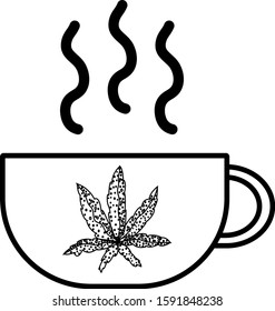Hot coffee with weed logo vector illustration.