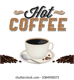 Hot Coffee White Coffee Cup White Background Vector Image
