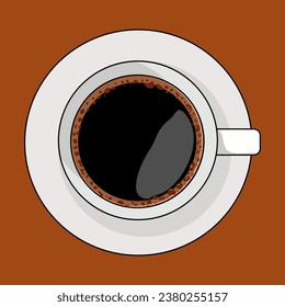 hot coffee in white cup front view latte cappuccino americano espresso mocha cocoa vector illustration