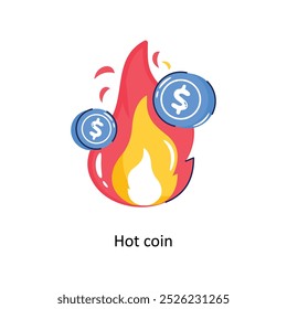 Hot coin doodle vector outline Sticker. EPS 10 file