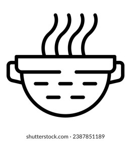 Hot colander icon outline vector. Cooking sieve. Pasta crockery